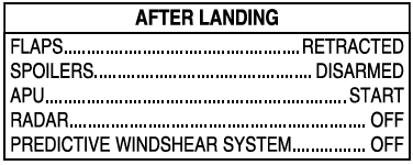 After Landing Checklist After Landing Checklist