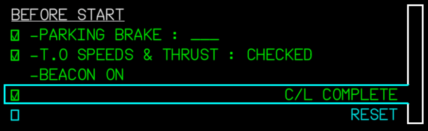 Before Start Checklist