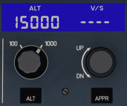 Entering the new altitude and pushing the knob for Managed Altitude Mode Entering the new altitude and pushing the knob for Managed Altitude Mode