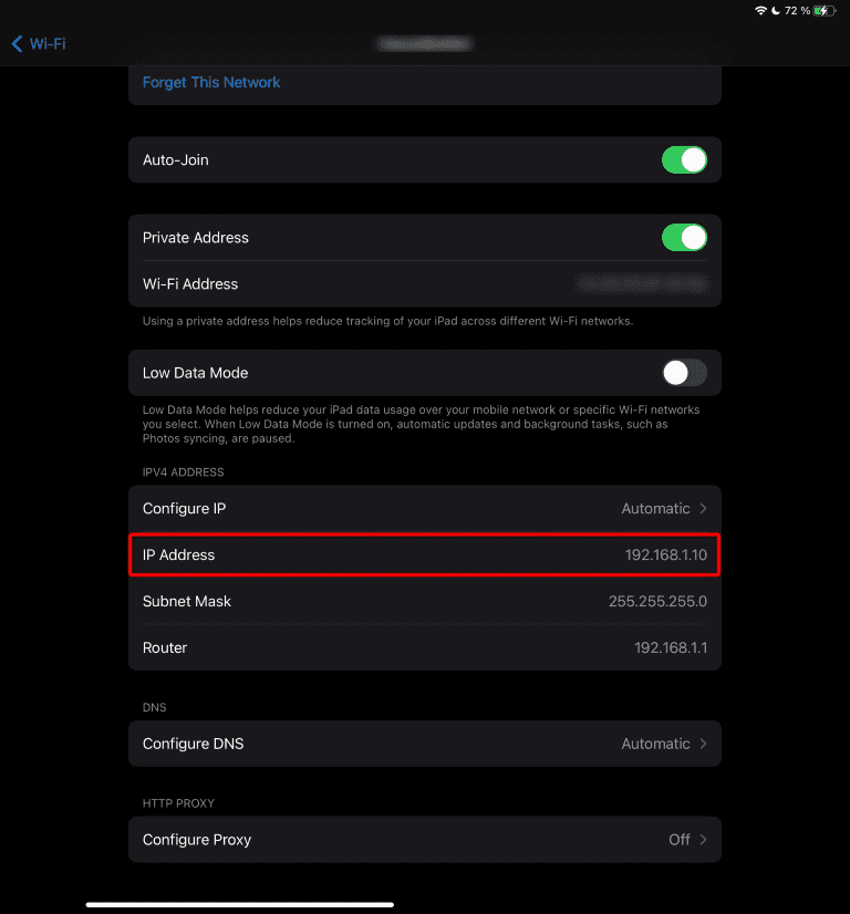 iPad Network Info iPad Network Info